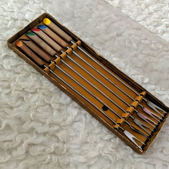 VINTAGE 6-Piece Fondue Fork Set - Picture 1 of 7